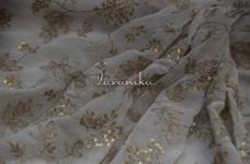 120 Grams Floral Zari Embroidery with Sequins on Dyeable Viscose Georgette Fabric 44inch